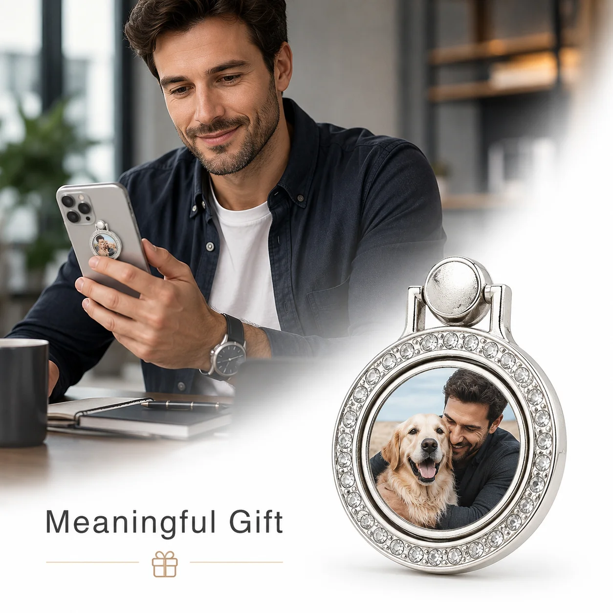Custom Photo Glitter Mobile Phone Holder Ring Grip