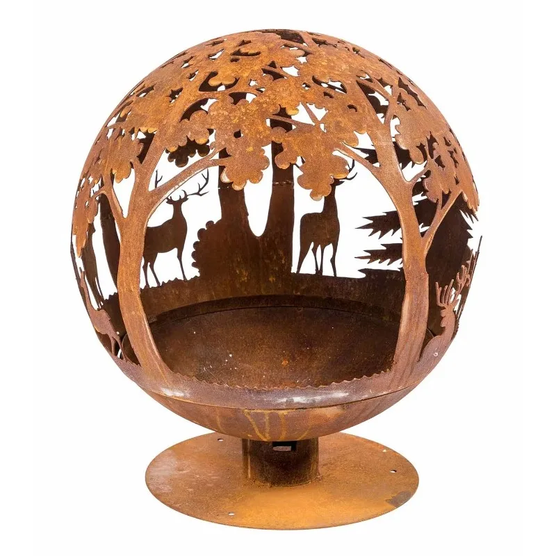 

Backyard Fireball, Wood Burning Fire Party Corten Steel, Outdoor Animal Metal Ball Fire Pit