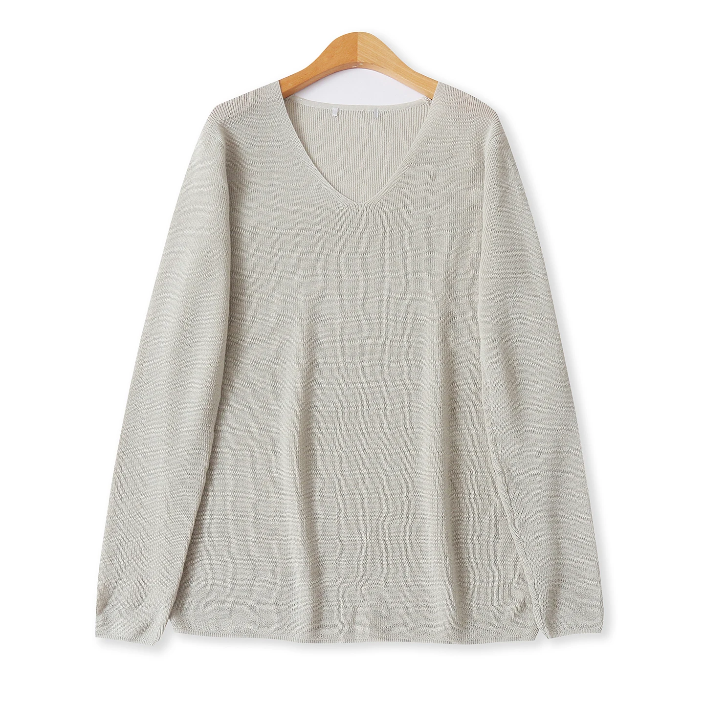 

V-Ne Knitwear Loose Long Sve High Elastici Pure Color Women's Faion Autumn New Sle Comfortable Casual Pullover Top