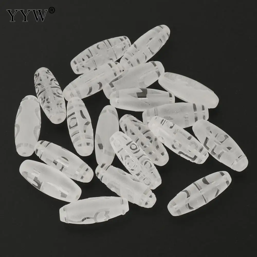 

5pcs Natural White Crystal Tibetan Dzi Beads Stone Bead Mixed 12x30mm/12x38mm For Jewelry Making Diy Good Quality Clear Beads