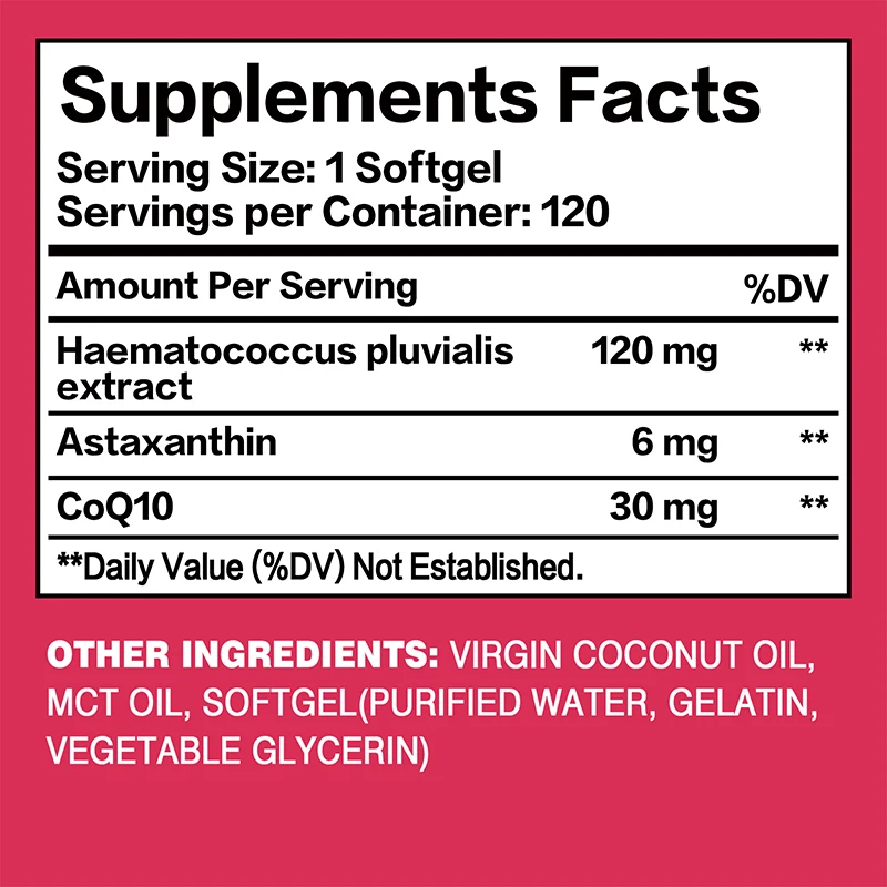 Astaxanthin + Coenzyme Q10 Capsules - Helps Heart and Brain Health, Boosts Energy Levels, Antioxidant Supplement