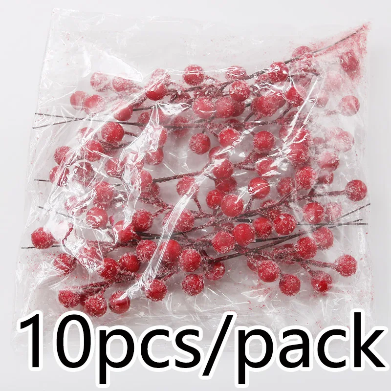 (10 pieces/pack) 22cm with Frost Berry Props Christmas Decorations Artificial Berry String DIY Decoration