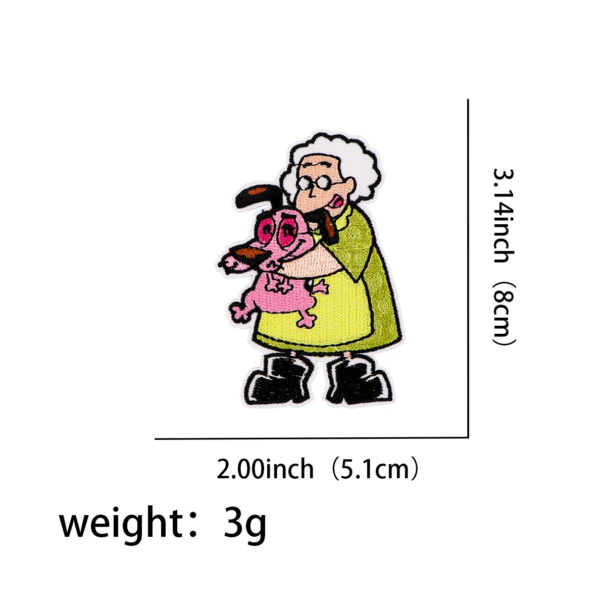 Grandma and Pink Dog Embroidered Patches For Kids Clothing DIY Badge Adhesive Cute Cartoon Patches On Clothes Stickers Appliques