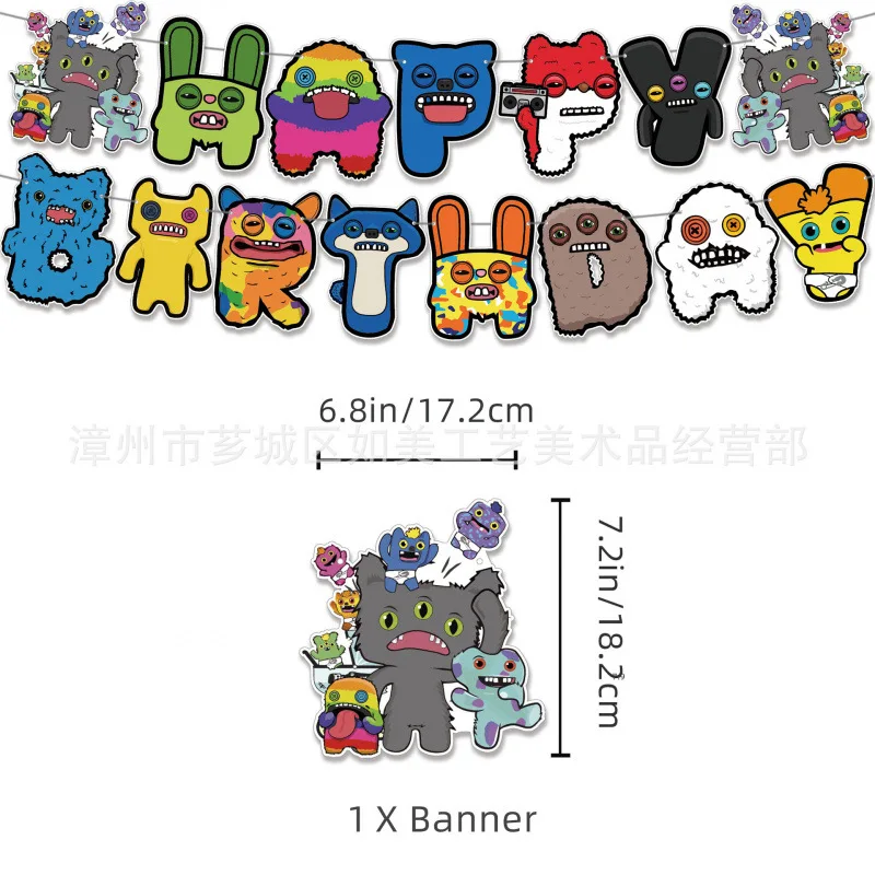 Cartoon Fuggler Themen-Geburtstagsparty-Zubehör Ballons Zähne Hässliches Monster Hintergründe Cupcake-Topper Banner Kinder-Babyparty-Requisiten – Detail 7