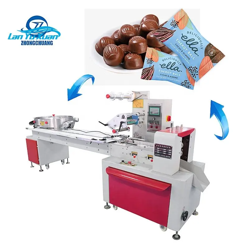 High Speed Flow Pack Small Cotton Soft Hard Lollipop Pillow Small Wrapping Packaging Machinery Candy Horizontal Packing Machine