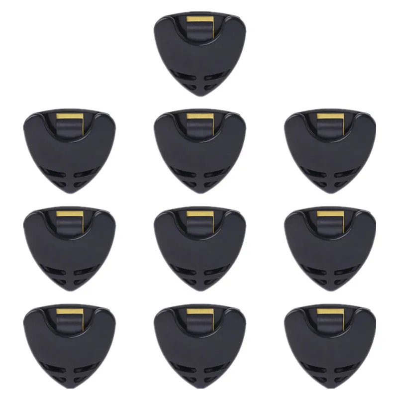Soporte para púas de guitarra, estuche de plástico para púas, mediador, almacenamiento rápido, forma triangular autoadhesiva, 1/5/10 Uds.