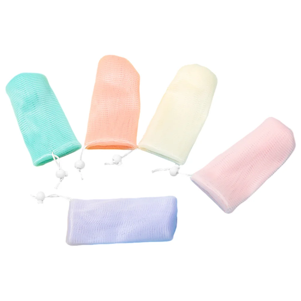 5 Pcs Lathering Mesh Soap Bag Bar Pouch Small Bags Thicken Sleeve Exfoliating for Bars Scrubber Pe Shower Foaming