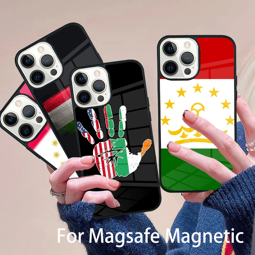 

Tajikistan Flag Phone Case Magesafe Magnetic Wireless Charge Cover For IPhone 16 11 12 13 14 15 Pro Max Plus Mini