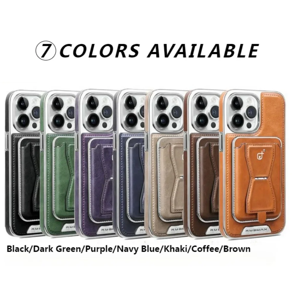 2in1 Detachable Card Slot Holder Phone Cover For iPhone 15 14 Pro Max 13 12 Retro Leather Magnetic Bracket Wallet Magsafe Case