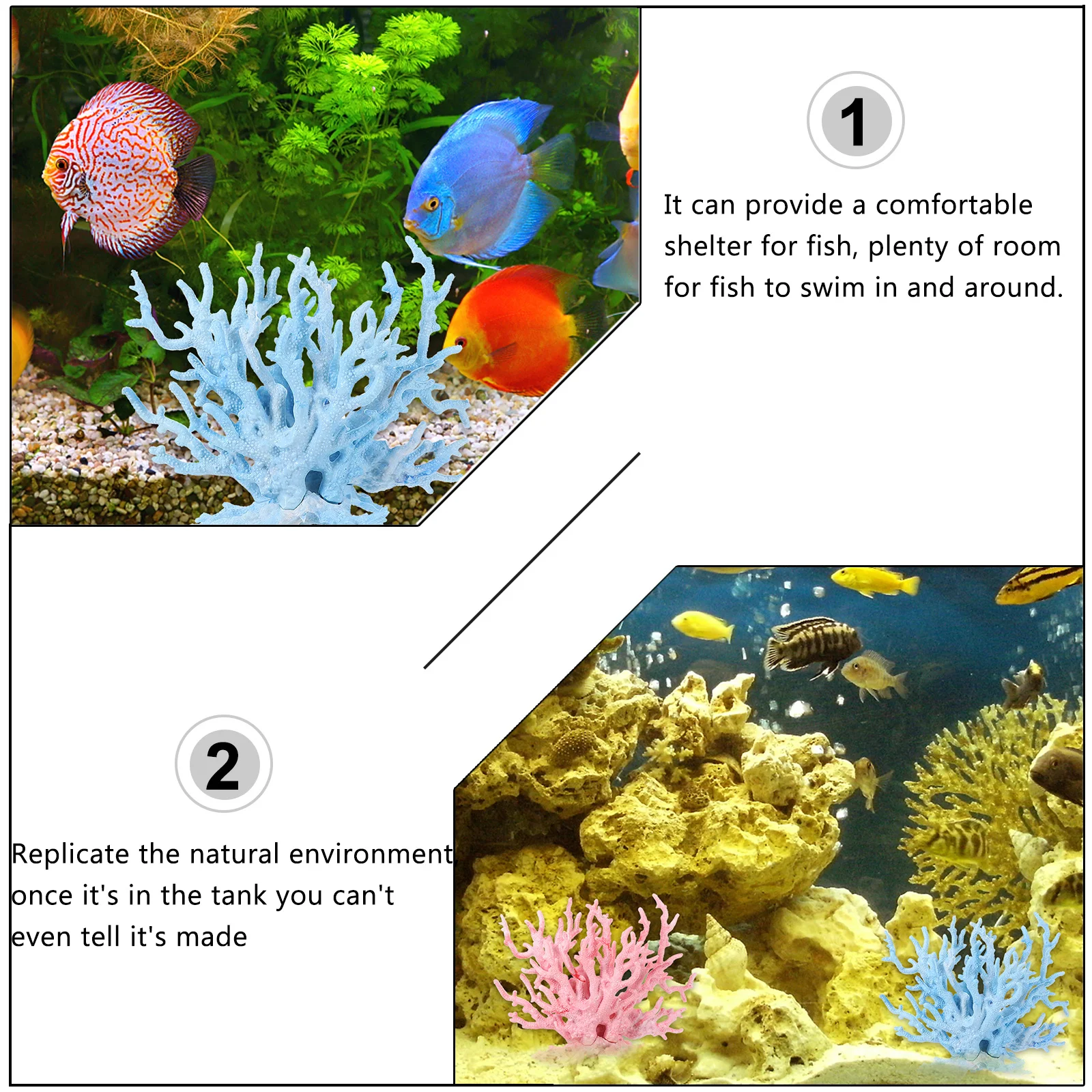

2Pcs Plastic Coral Aquarium Decor Artificial Simulation Plants Bright Fish Tank Plants Ornament Realistic Aquarium Adornment