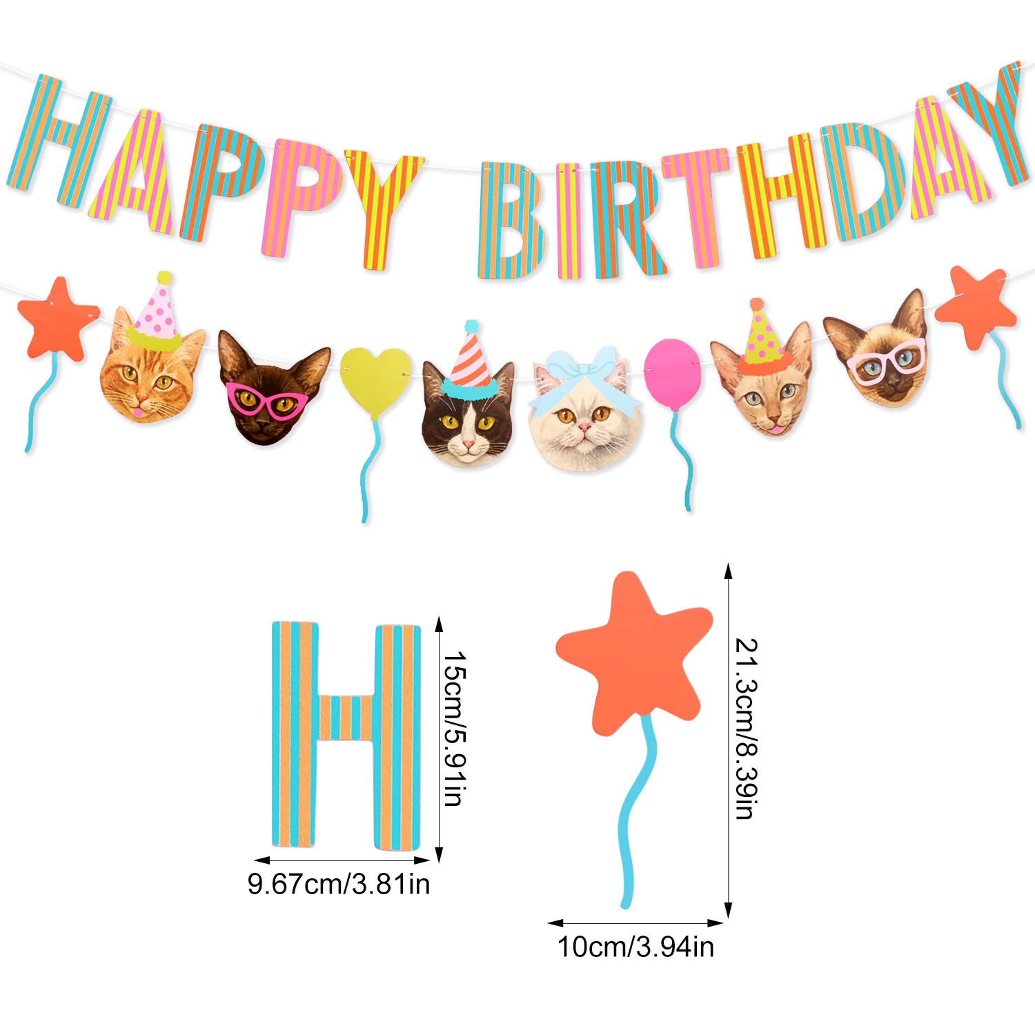 Haustier-Katzen-Hunde-Themen-Geburtstagsparty-Flaggen-Girlande, lustiges Papierbanner, Wimpelkette, Dekoration, niedliche Katzen- und Hunde-Tier-Geburtstagsparty-DIY-Deko – Detail 3