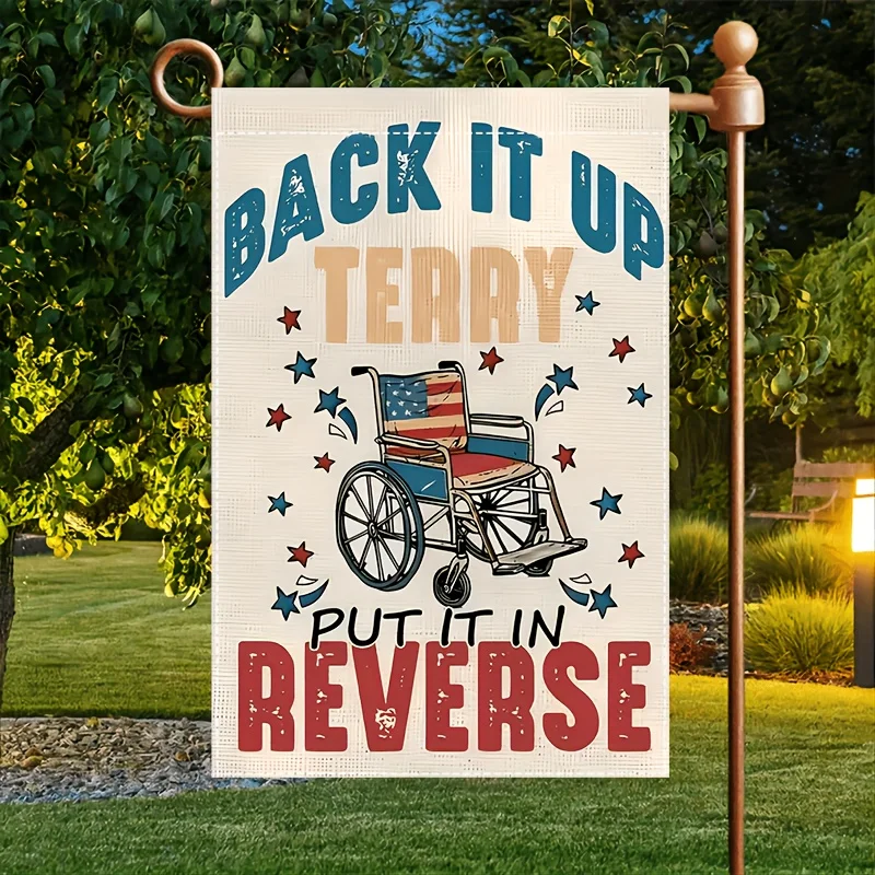 

1pc 2D Flat Double Sided Patriotic Garden Flag 12x18in Humorous Independence Day Design Outdoor Patio Lawn Home Seasonal Decor