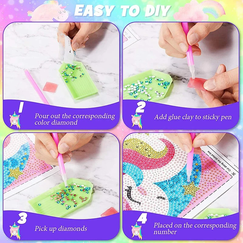 DIY Diamond Art Dots Painting Kits for Kids Animal Art Crafts Kids Girls Boys 5D Diamond Gem Paint by Number Birthday Gifts Toys