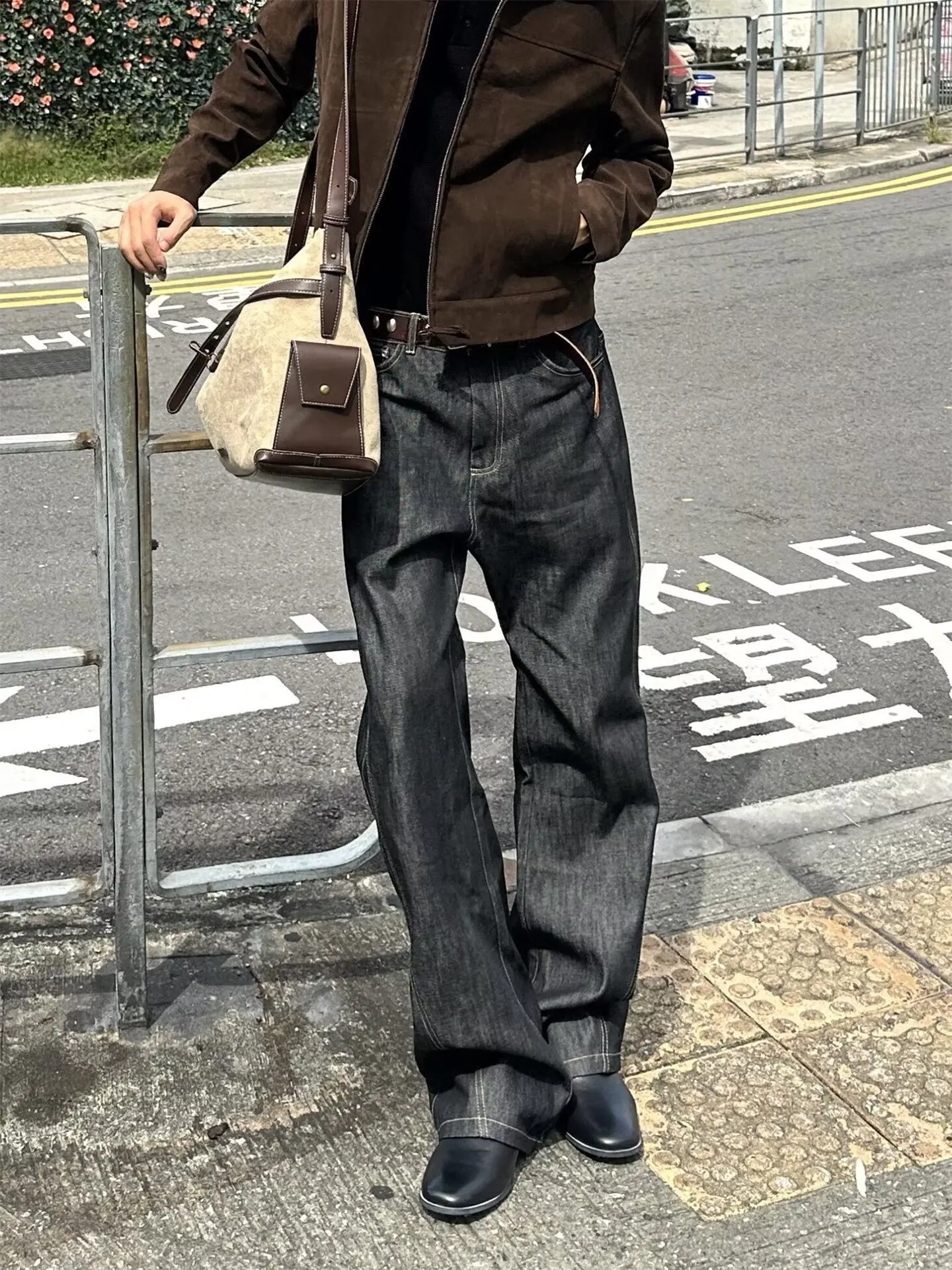 

2026 New Straight Leg Pants Gothic Fringed Casual Micro Flared Pants Y2K Vintage Slim Fit Jeans Trendy Washed Men Women Harajuku