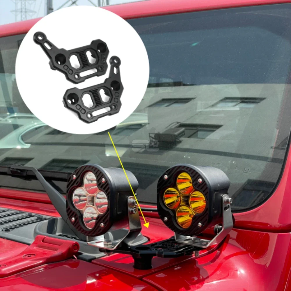 Car exterior accessories Off-road modified engine cover auxiliary spotlights A-pillar fixed bracket for Jeep 18 Wrangler JL 2Pcs