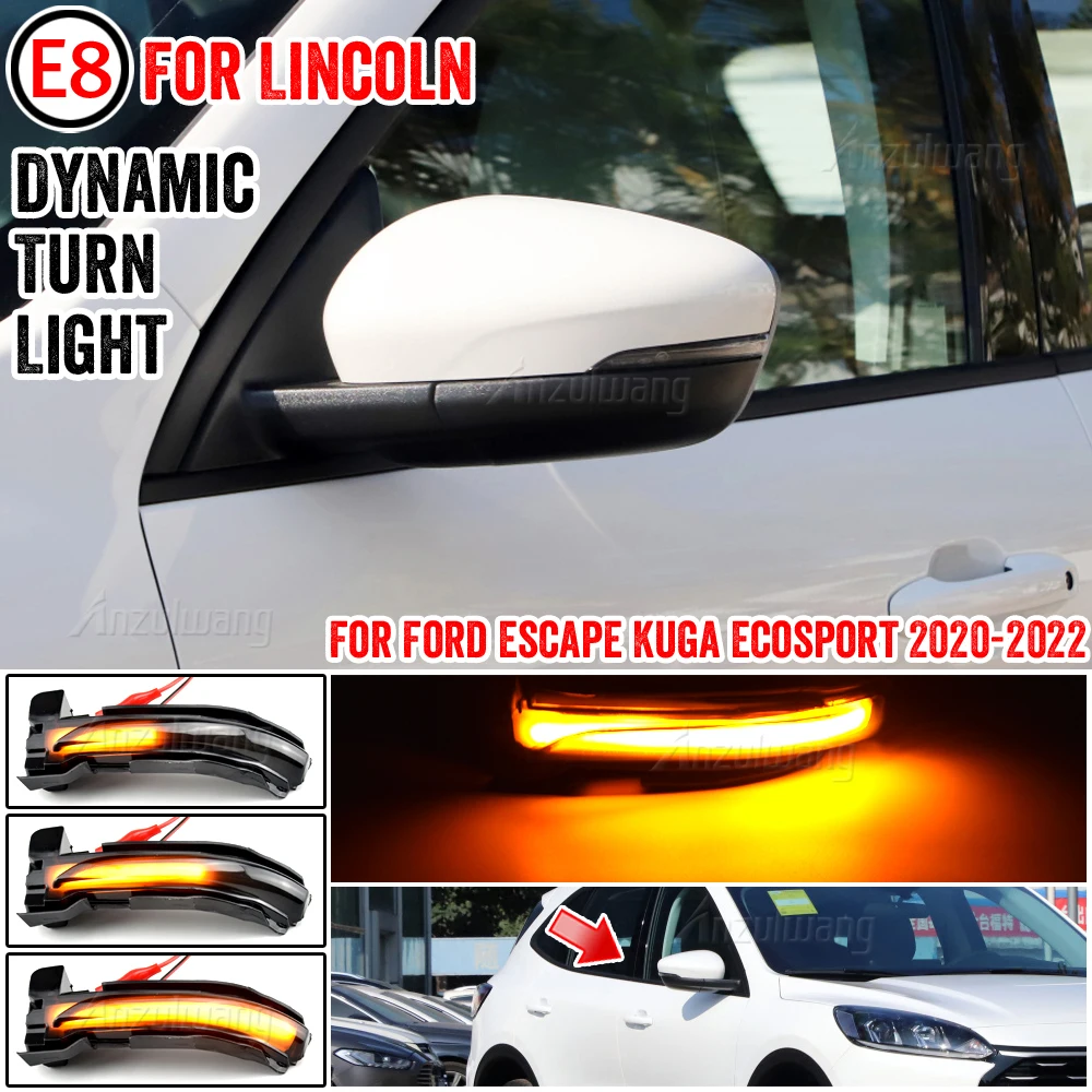 

Fit For Ford Escape Kuga Ecosport 20-21 LED Dynamic Turn Signal Light Side Wing Rearview Mirror Dynamic Indicator Blinker Lamp