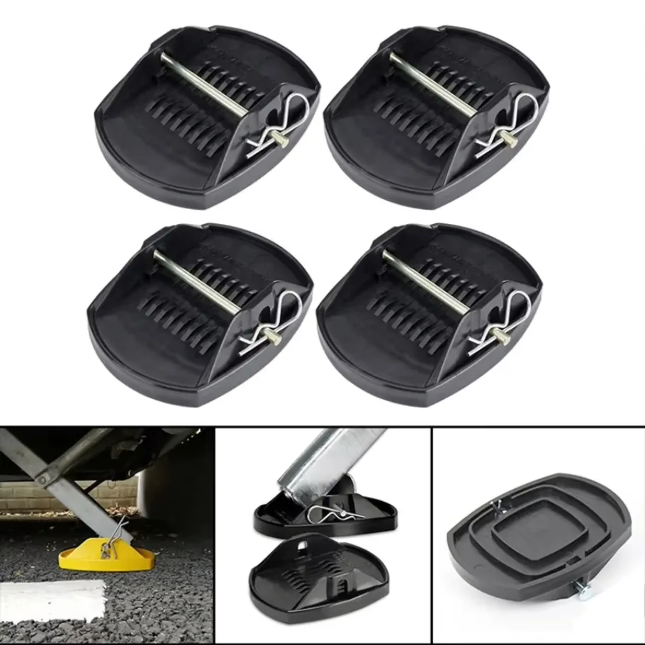 

4Pc Universal Caravan Jack Pads Leveller Wheel Foot Leg Support Jacking Lift Pad Support Stand for Trailers RV