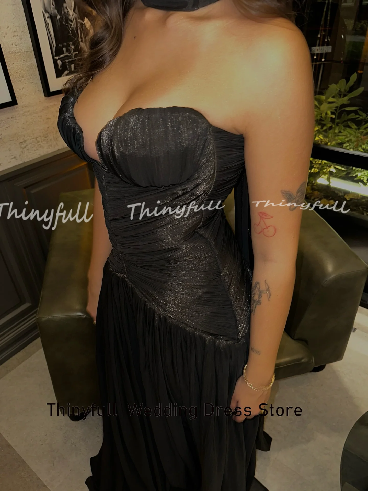 Thinyfull a-line العربية بلا أكمام فساتين لحضور الحفلات الموسيقية على شكل قلب بدون أكمام ثوب مسائي فستان رسمي طويل رداء de soirée مخصص #4