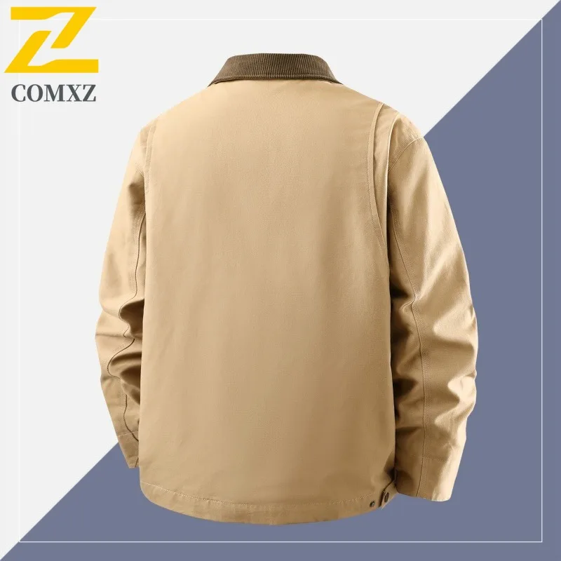 

COMXZ 2025 Mens Waterproof Windproof Stand Collar Jacket Autumn Lightweight Breathable Anti Static Loose Fit Casual sports Coat