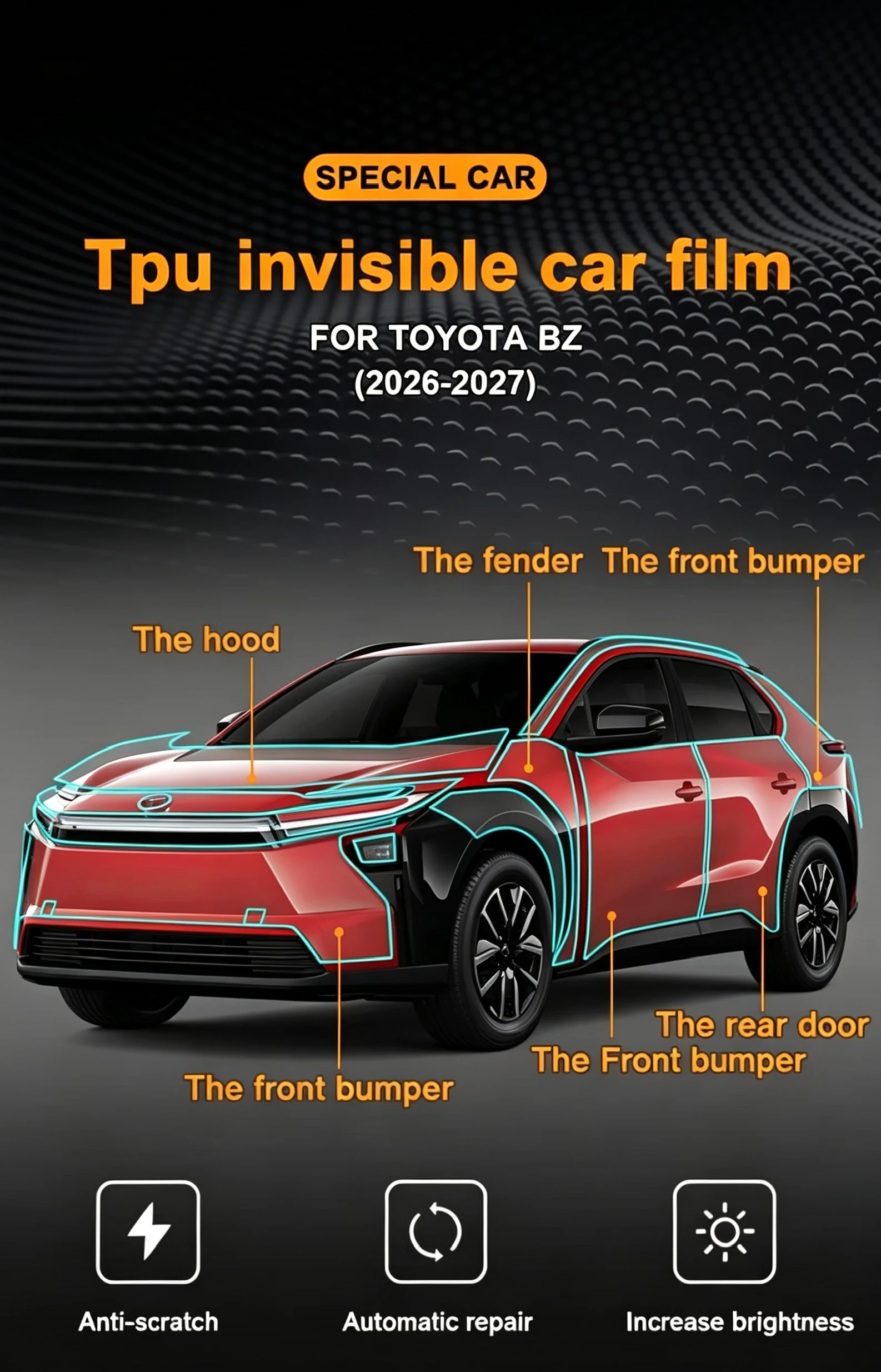 Car Paint Protection Film For Toyota BZ 2026 2027 Clear Protective Body Sticker Anti-scratch TPU PPF Bra Kit Accessories