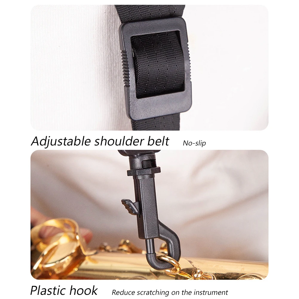 Saxophone Neck Strap With Hook Adjustable Comfortable Saxophone Neck Strap For Soprano Alto Tenor Saxophone Clarinet