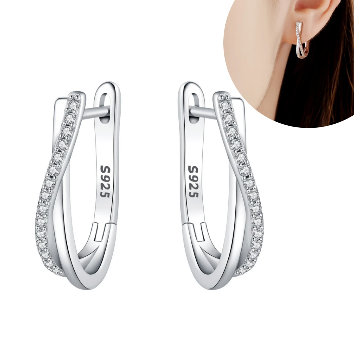 925 Sterling Silver Star Twisted Line Earrings Jewelry Versatile Hoop Earrings For Women Jewelry Fine Birthday Party Gifts