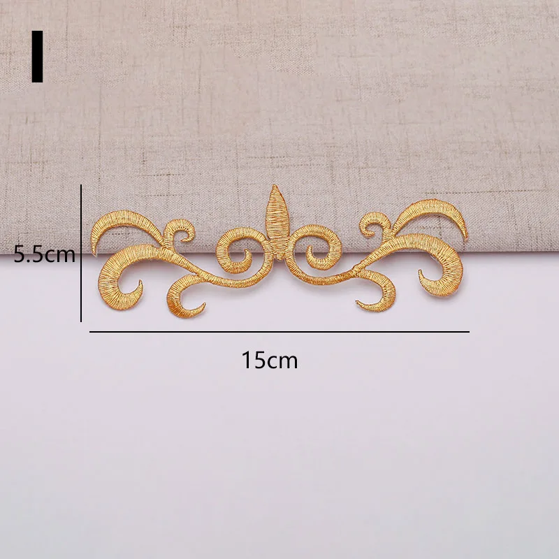 1PC Flower Patches Gold Silver Iron-On Embroidered Honeysuckle Fabric Appliques For DIY Vintage Dress Bags Costumes Trims