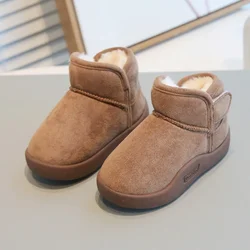 Botas de nieve para niños y niñas, zapatos acolchados de algodón de felpa para exteriores, zapatos antideslizantes de suela suave