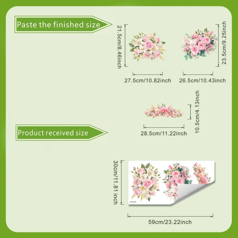 Rose Lily Toilet Sticker Bathroom Self-Adhesive Decal for Toilet Seat & Tank Cover