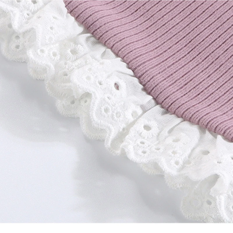 1pcs Children Casual Tee Girl Bow Lace Long Sleeve Tops Round-Neck Tshirt Spring Autumn Korean Version Soft Comfor Basic T-shirt