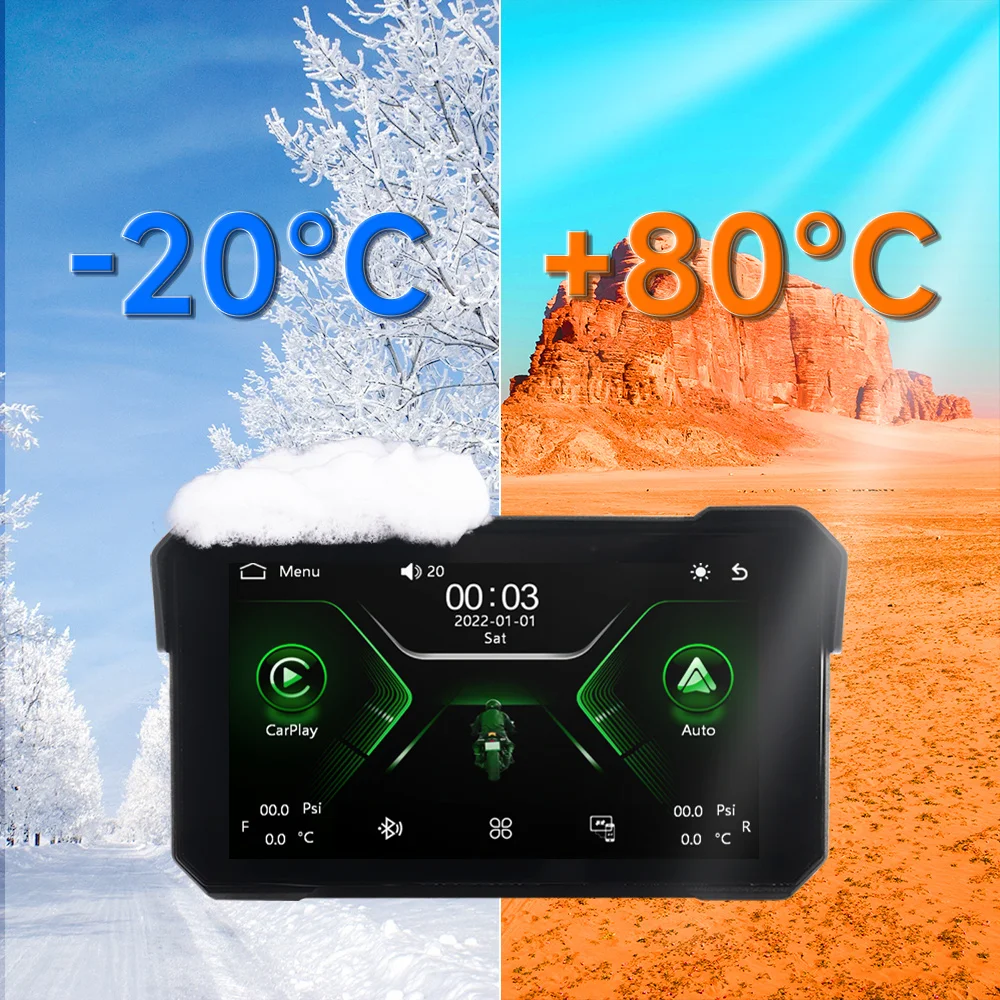 JIUYIN 5 pollici portatile moto wireless CarPlay Android Auto per moto Smart Player navigazione GPS IP68 impermeabile BT 5.0