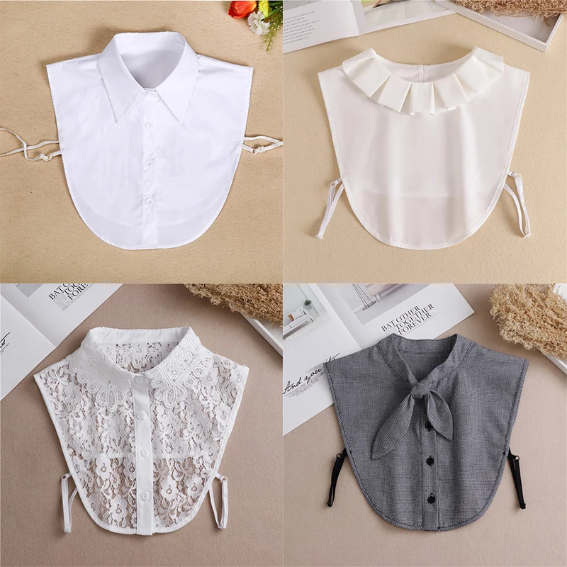 Linbaiway 39 Styles Women Cotton/Chiffon Detachable Lapel Fake Collar Ruffles False Collar Removable False Blouse Nep Kraagie