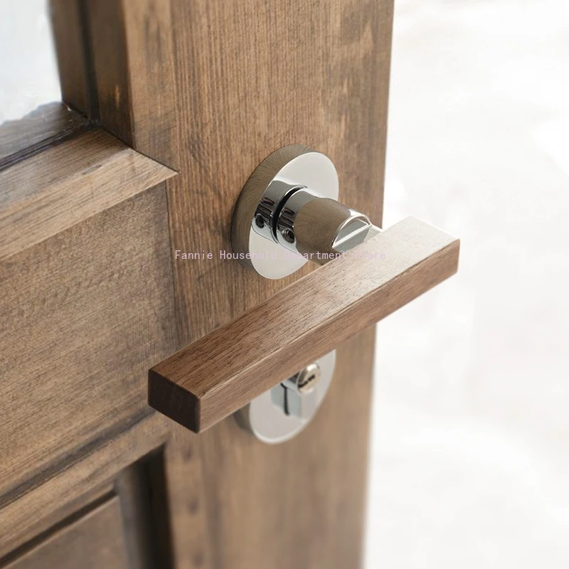 

1 set of zinc alloy retro solid wood door handle indoor silent door lock household wooden split