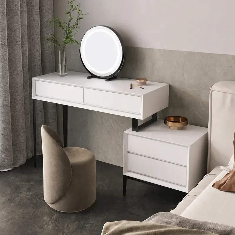 Modern Minimalist Retractable Dresser Simple Style Small Apartment Bedroom High End Makeup Table Bedside Locker Integrated
