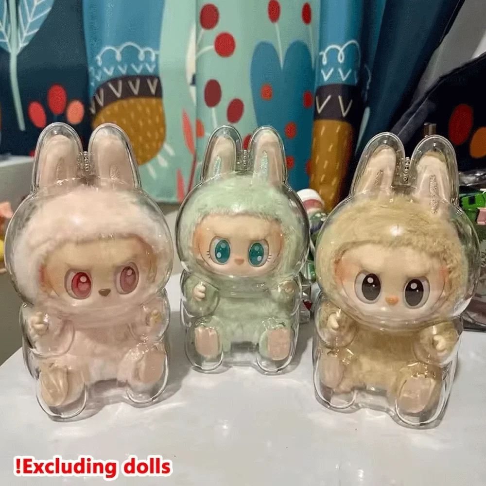 حافظة شفافة جديدة لـ Labubu V1V2V3 الغطاء الواقي لعبة الوحش حقيبة عرض الدمية القطيفة صندوق منظم محمول لدمية الحفلات