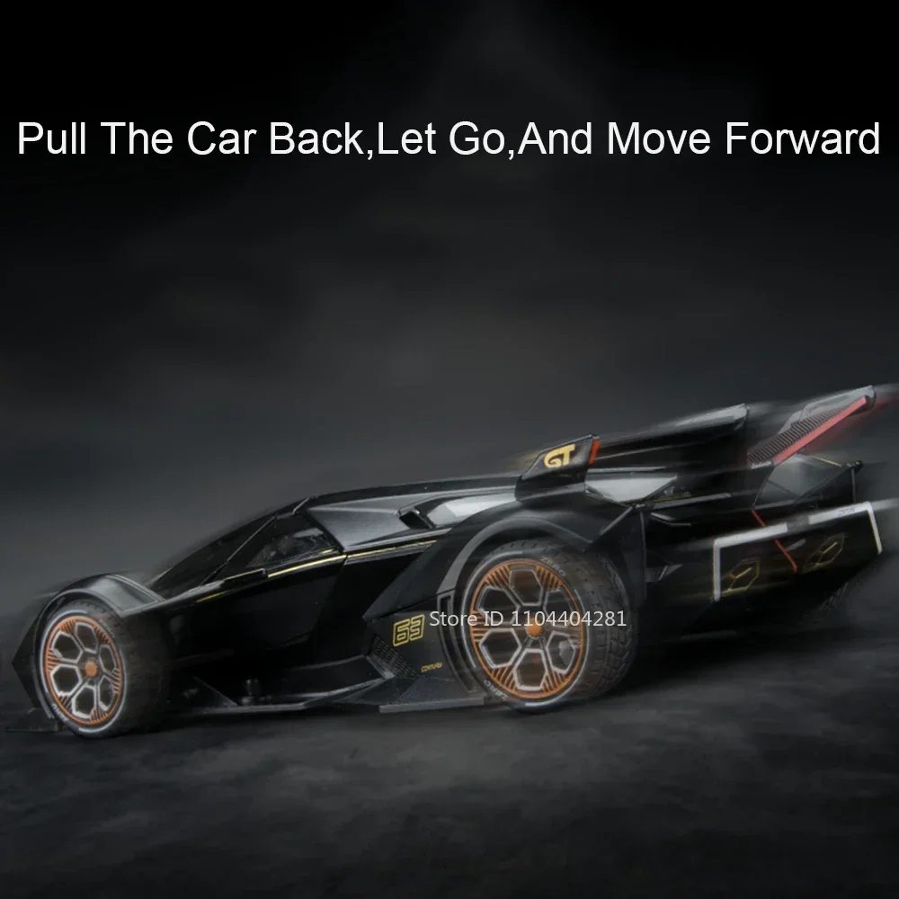 1:22 Lambo V12 GT Veneno Alloy Sports Car Diecast Model Toys with Sound Light Pull Back Doors Opened Metal Vehices Birthday Gift