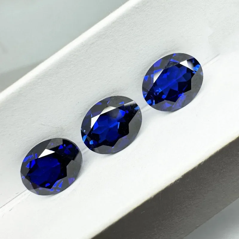 

Lab Grown Sapphire Oval Cut Royal Blue Color DIY Jewelry Making Ring Necklace Main Materials Selectable Certificate