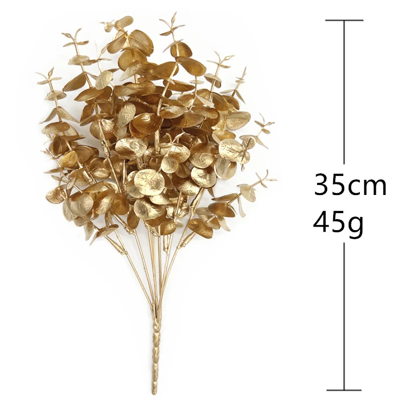 زهرة اصطناعية ذهبية فضية ورد صناعي يترك نباتات بلاستيكية لتقوم بها بنفسك باقة الزفاف الجدول ديكور المنزل صور الدعامة #4