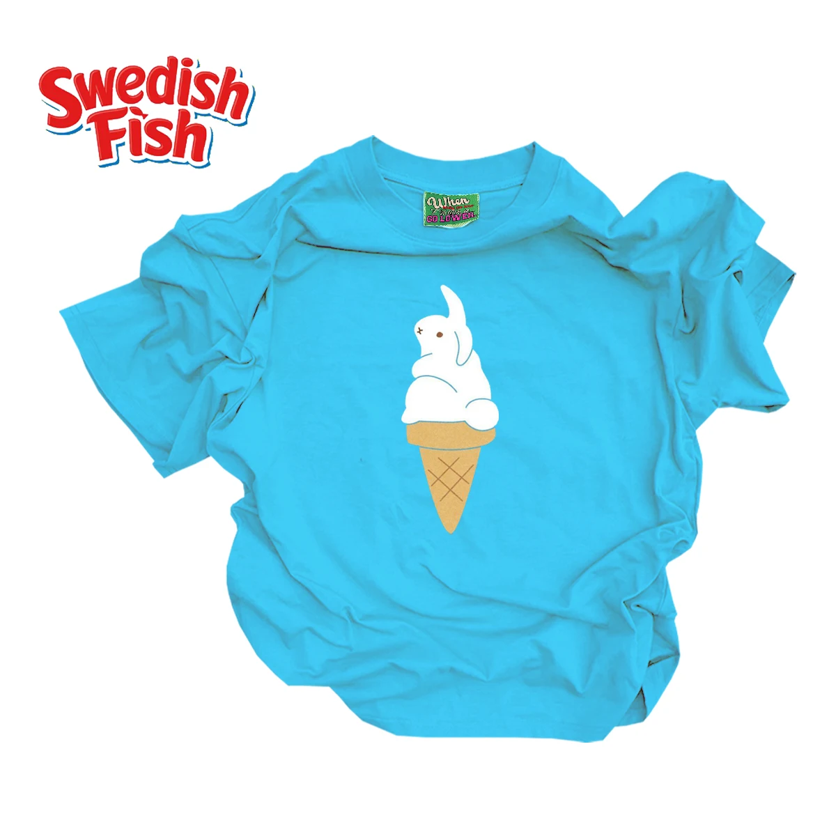 Original Unisex Light Lake Blue Cotton Short Sleeve T-Shirt Fashionable Ootd JHYQ Unique College Style Summer 2024