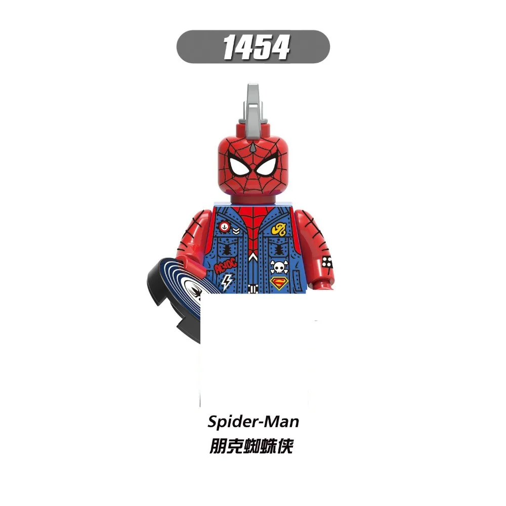 Marvel Building Blocks Punk Knight Warrior Spider-Man Multiple Forms Cool Exquisite Film Characters Assemble Toy Model Kid Gift