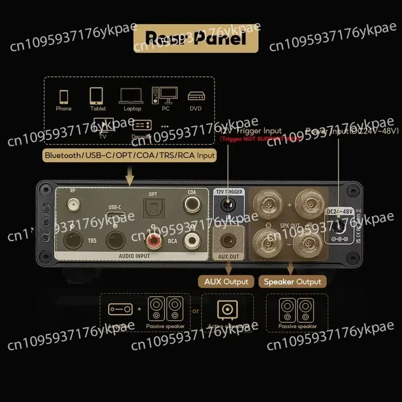 A80 for Bluetooth PFFB TPA3255 DAC 2.0ch Hire Digital Amplifier 300Wx2 Class D Stereo Power RCA TRS Select USB Input