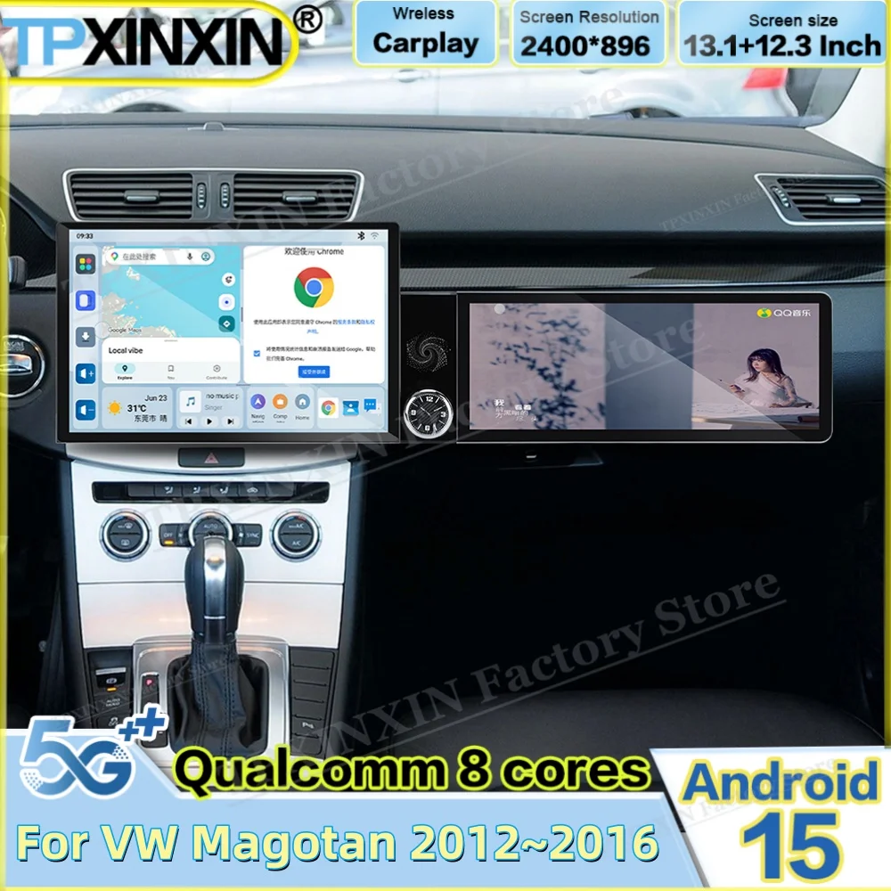 For VW Magotan 2012~2016 Android Auto Dual Screen interaction Car Radio Stereo Receiver Multimedia Player Navigation Head Unit