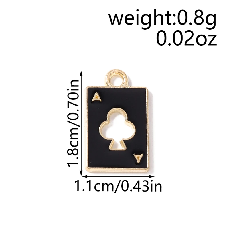 20 Stück 11x18mm Niedliche Emaille-Pokerkarten-Anhänger für die Herstellung von Ohrringen, Halsketten, Armbändern, DIY-Handwerk und Schmuckzubehör – Detail 1