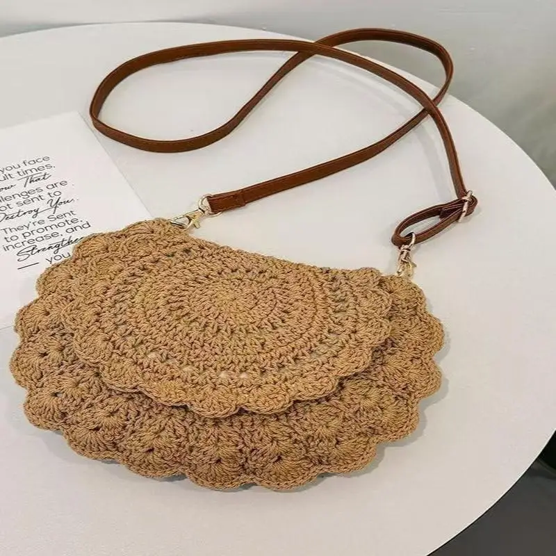 

1Pcs New Vacation Round Summer Vintage Woven Handbag Fashion Crossbody Bag Ladies Messenger Bags