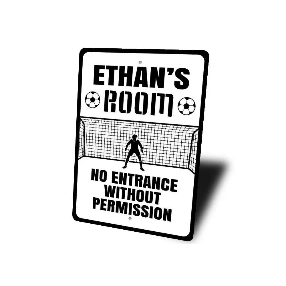 CIFbuy White Metal Sign Custom Personalized Text, Soccer Room Wall Ornament Only For Decoration