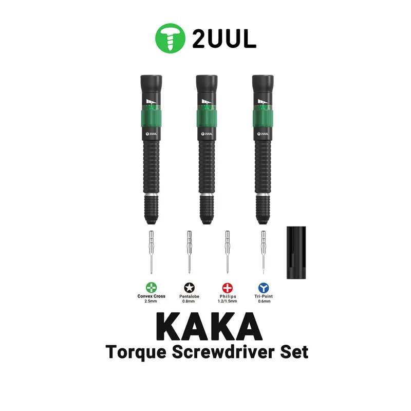 

2UUL SD20 KAKA Torque Screwdriver 3pcs/set with Replacement Tips for Mobile Phone Maintenance Phillips/Pentalobe/Tri-point Bits