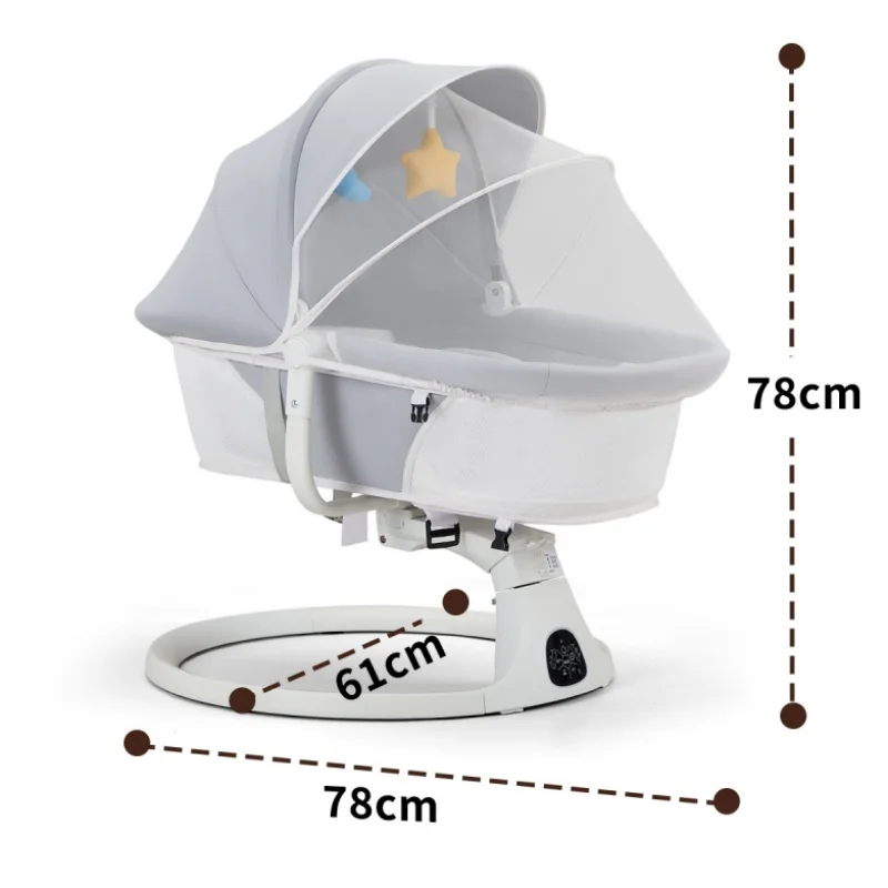 كرسي هزاز كهربائي للرضع من عمر 0 إلى 12 شهرًا، كرسي هزاز للأطفال قابل للطي، سرير مهدئ ذكي للأطفال، مقعد مهدئ للأطفال