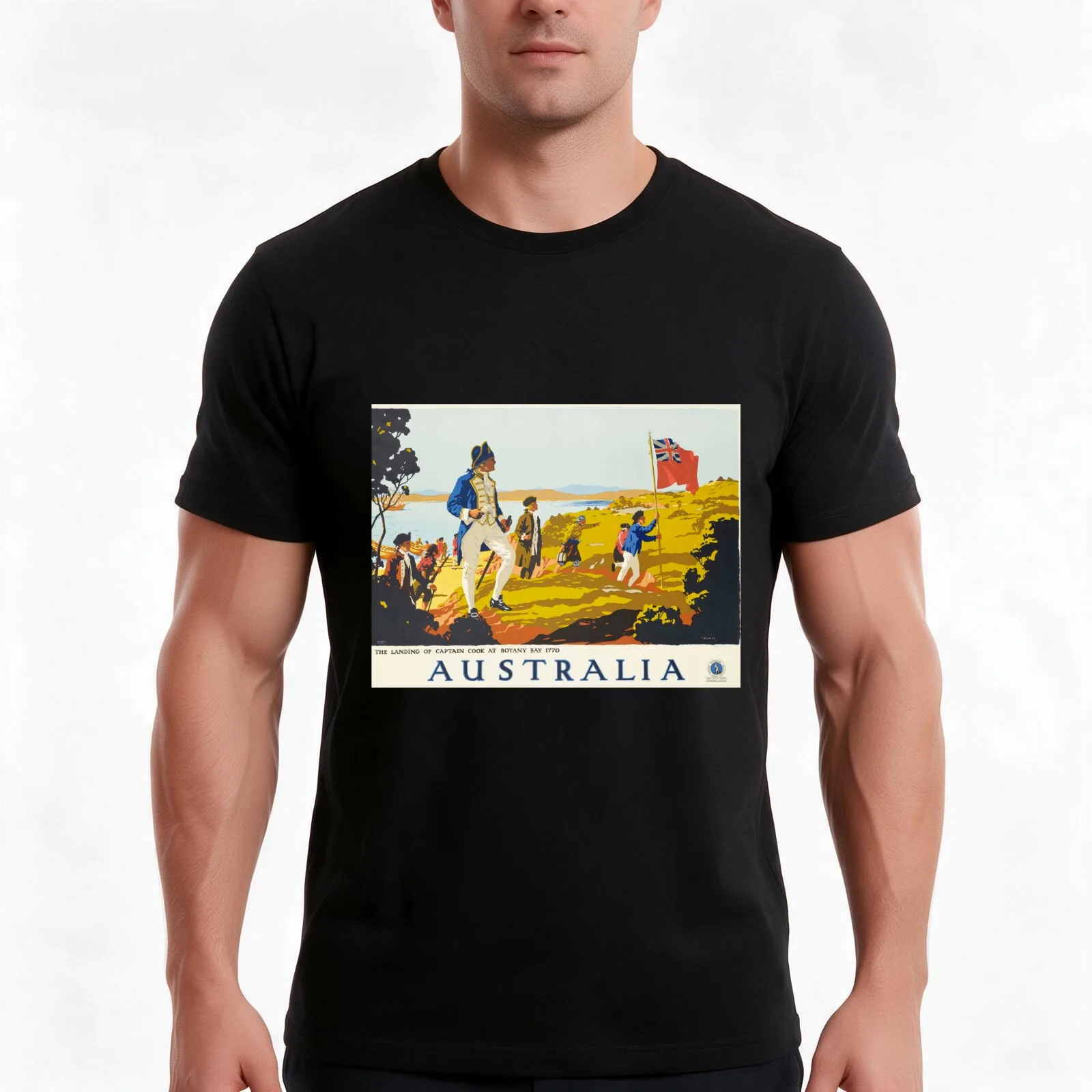 Botany Bay Australia - Percy Trompf - 1930 T-Shirt Summer Casual Cotton Tee Oversized Streetwear Tops Vintage Graphic Print