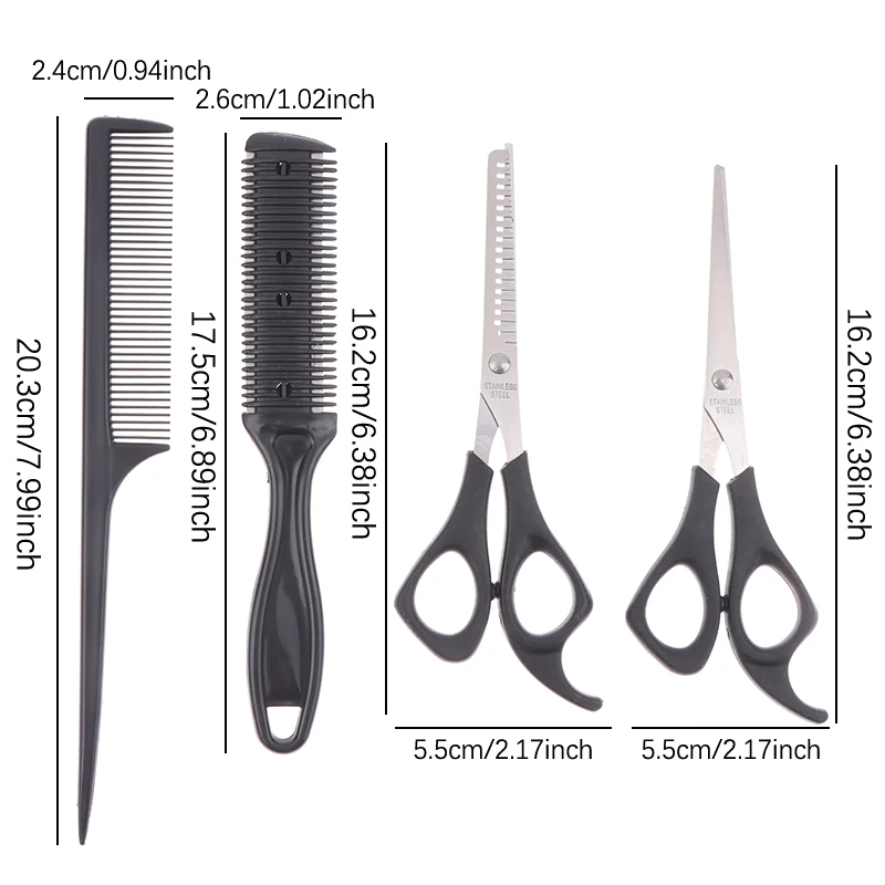 New【4PCS Hair Scissors Hairdressing Barber Scissors Thinning Cutting Shears Haircut Hair Style Tool Grooming Supplies】 view 6