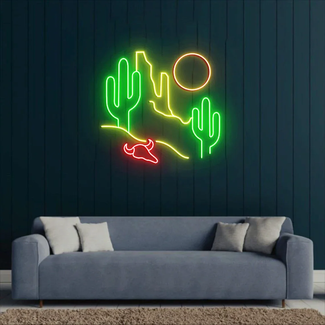 

Western Desert Neon Sign Wall Art Wild West Neon Dimmable Bedroom Sign Office Hotel Pub Cafe Recreation Room Wall Sign